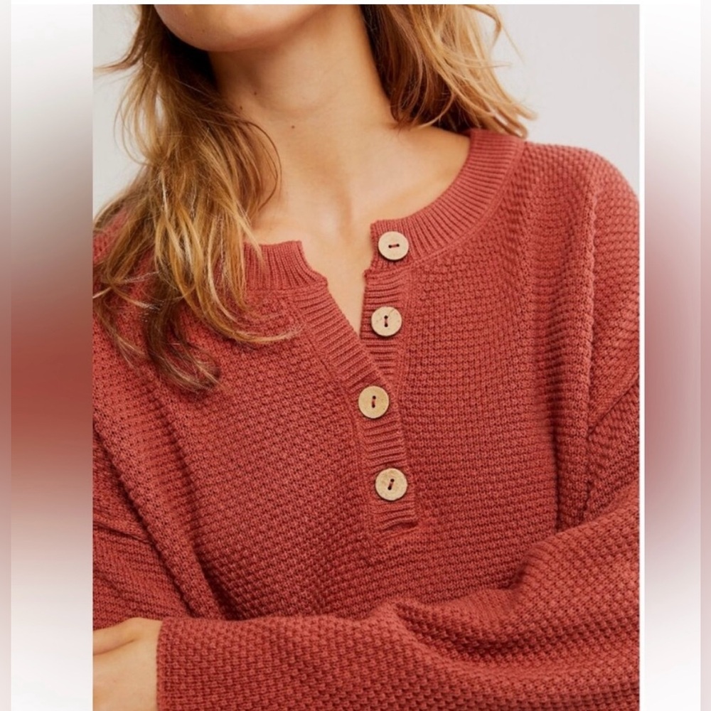 Free People Beach Hailee Sweater Henley and Wide Leg Knit Set Size XS - Picture 4 of 15